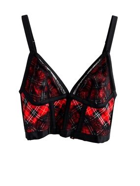 Victoria’s Secret Red Plaid Lace Lingerie Corset Top S New